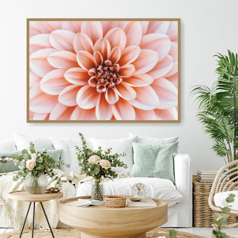 

Постер на холсте ПолиЦентр Макро Пастельно Персиковый Цветок Георгина 90х60 см, МакроПастельноПерсиковыйЦветокГеоргина