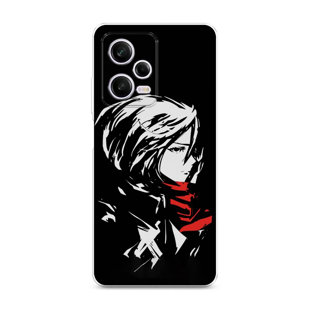 

Чехол на Xiaomi Redmi Note 12 Pro "Микаса минимализм", Черный;серый;красный, 317050-4