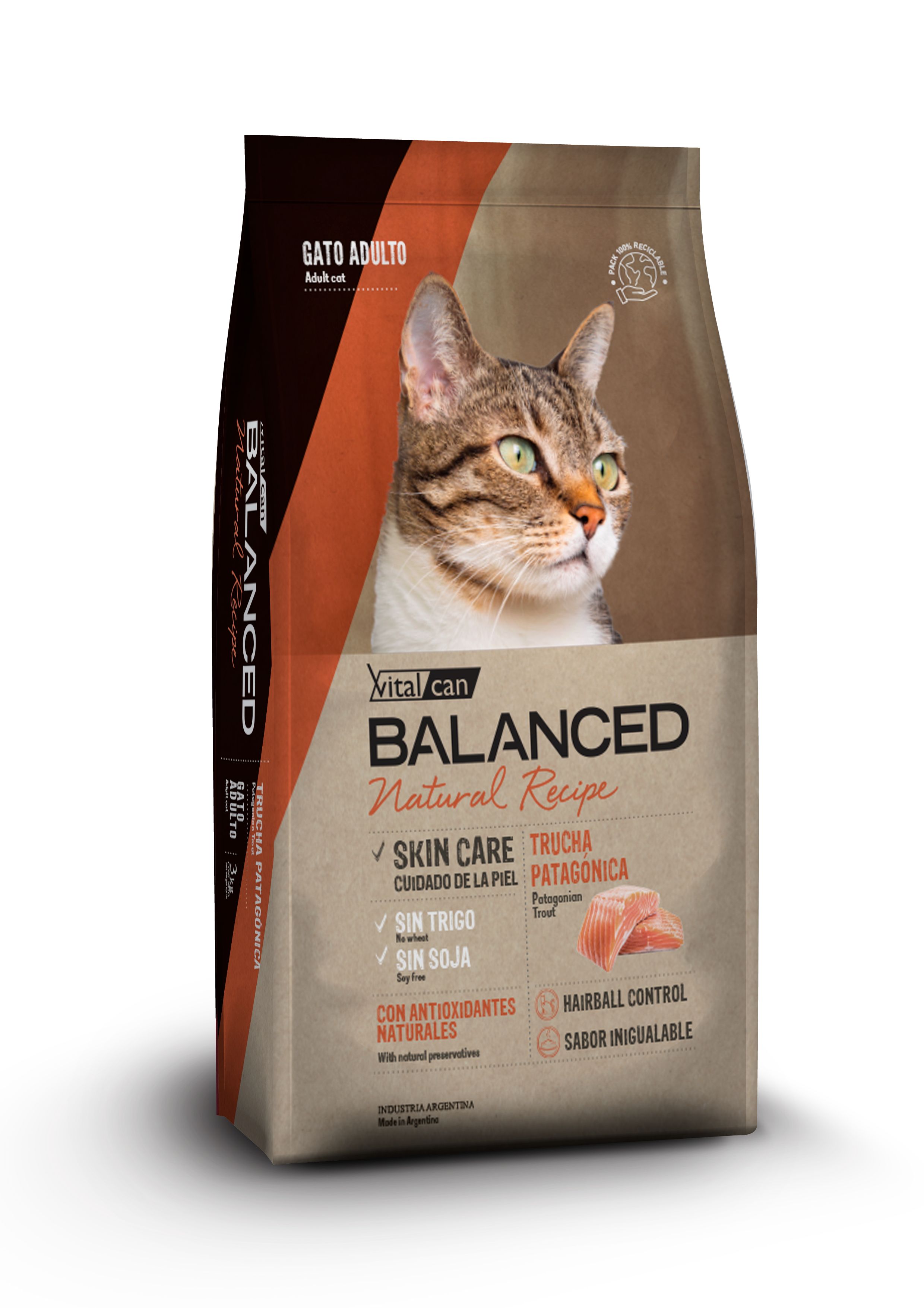 Сухой корм для кошек Vitalcan Balanced Cat Adult Natural Recipe Patagonian, форель, 7.5кг