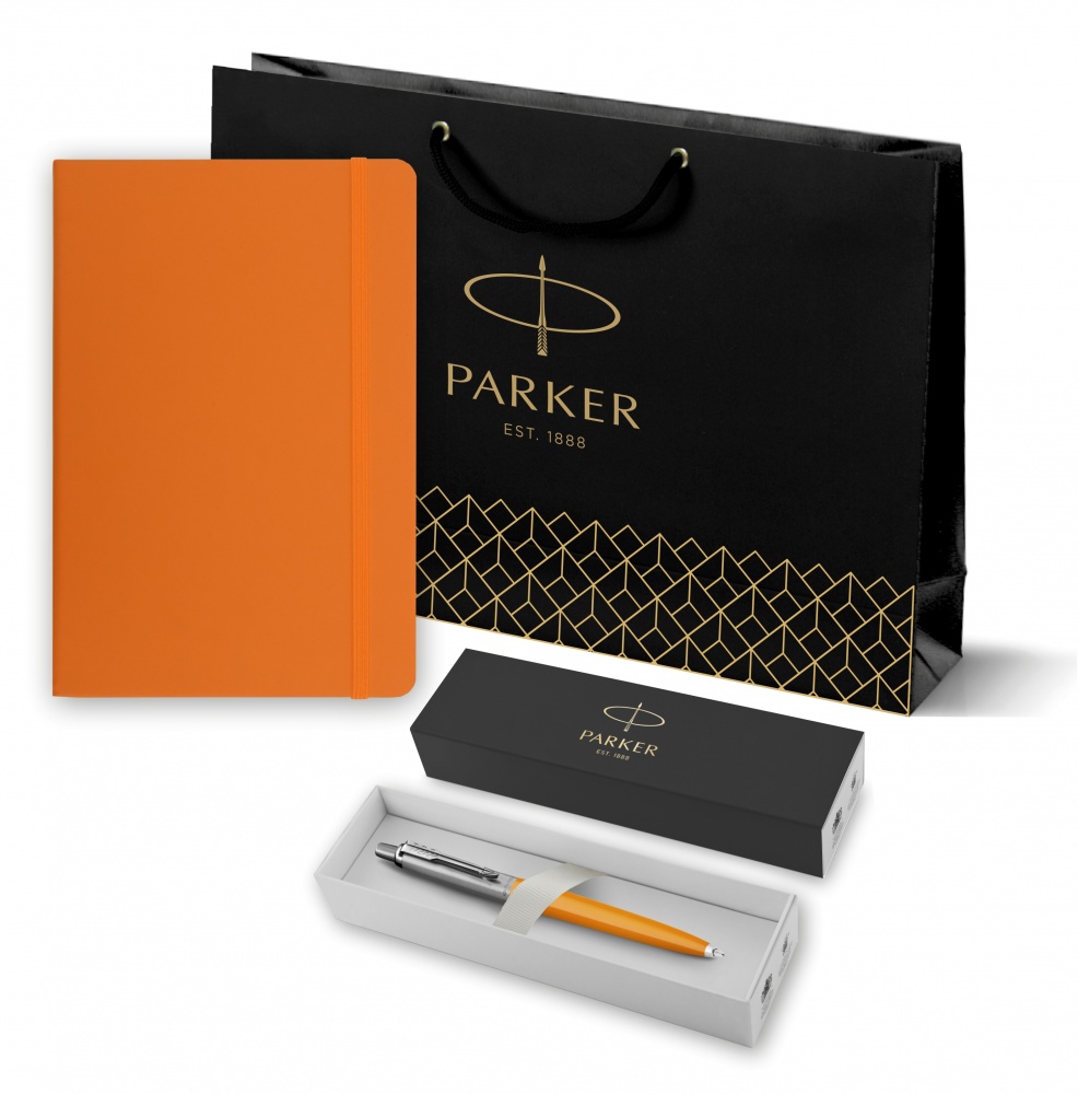 

Набор: блокнот оранжевый и шариковая ручка Parker Jotter цвет MARIGOLD R2123122, Подарочный набор: Шариковая ручка Parker Jotter цвет MARIGOLD и блокнот оранжевого цвета
