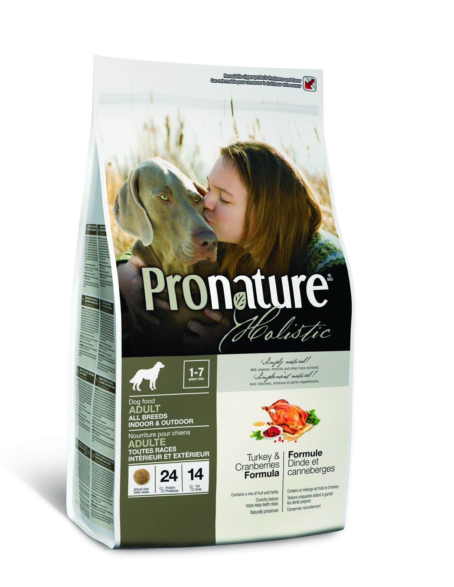 Сухой корм для собак Pronature Holistic, индейка с клюквой, 6.8 кг