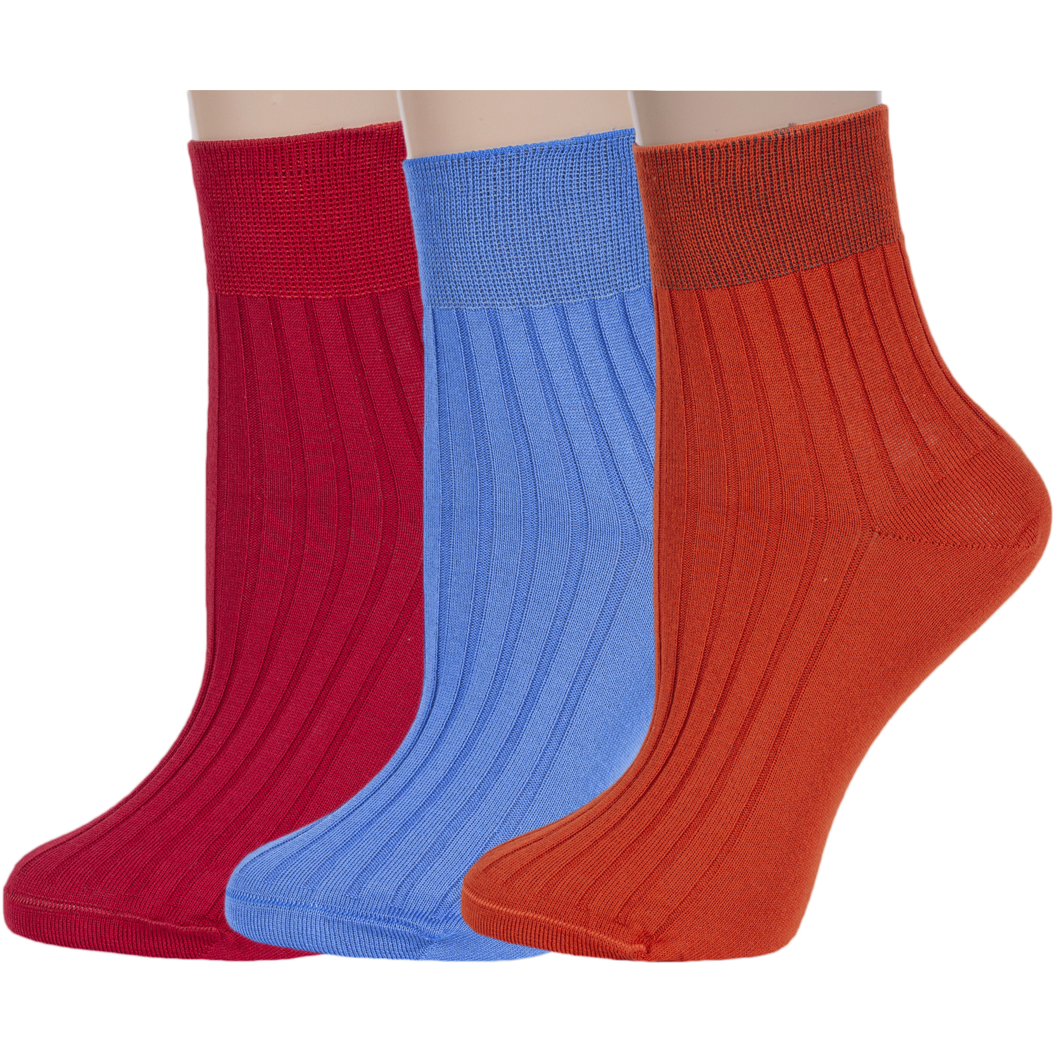 Комплект носков женских Rusocks 3-Ж3-11001 красных; оранжевых; голубых 25