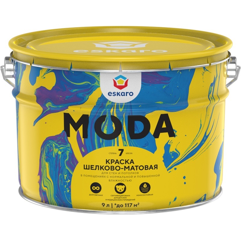 

Краска для стен и потолков ESKARO Moda 7 база А (9л), Белый