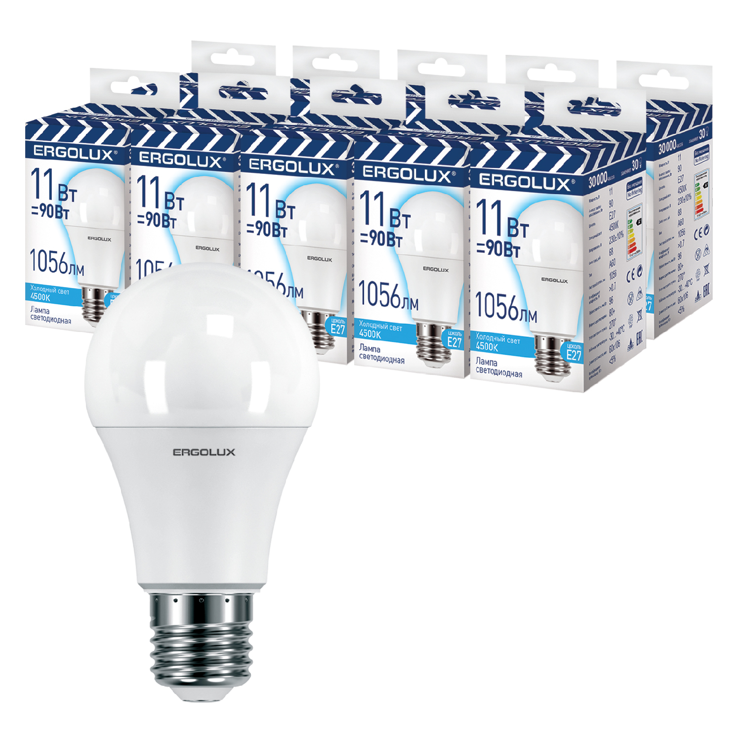 

Набор лампочек Ergolux LED 11W 4500K E27 10-14459, LED/B/10