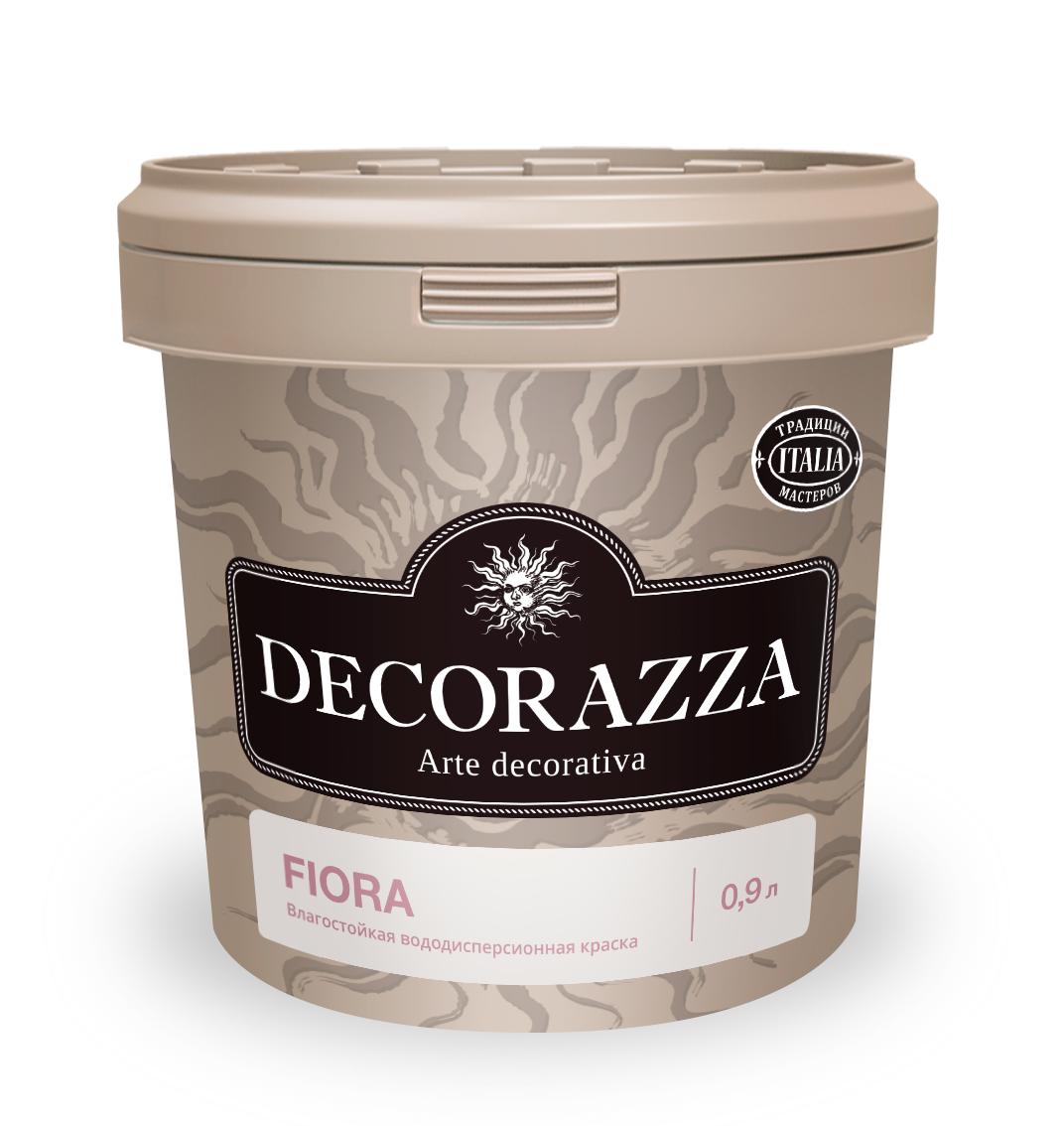 фото Краска для стен и потолков decorazza fiora, база с, бесцветная 0,9 л (только колеровка)
