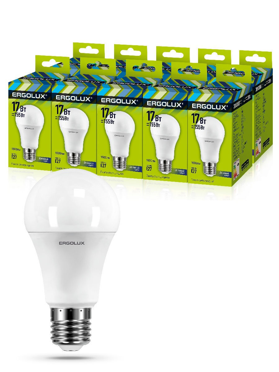 

Набор лампочек Ergolux LED 17W 6500K E27 10-13181, A60/MAX