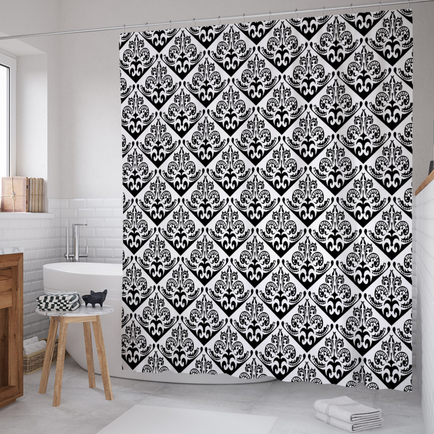 

Штора для ванной JoyArty "Викторианская готика" из сатена, 180х200 см с крючками, Серый, Викторианская готика