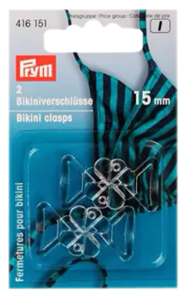 

Застежки для бикини Prym 416151 15 мм 2 шт прозрачные, Прозрачный