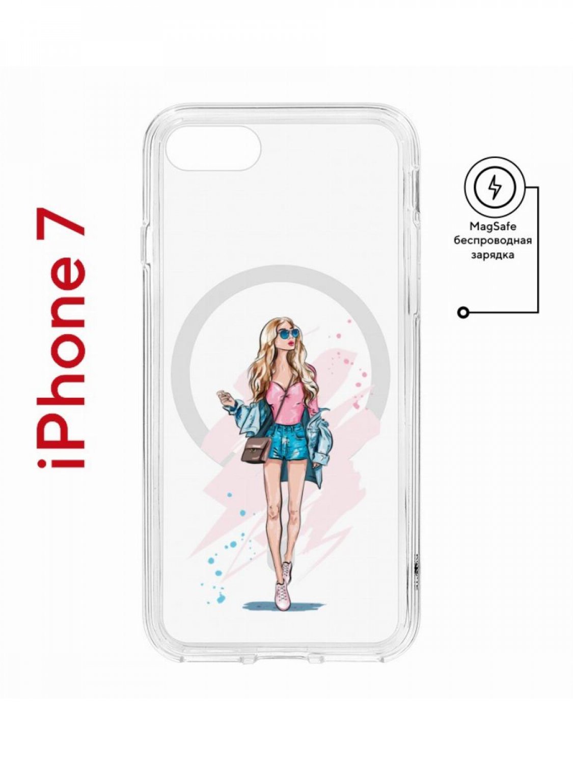 фото Чехол на iphone 7, 8, se 2020 2022 magsafe kruche print fashion girl с магнитом кruче