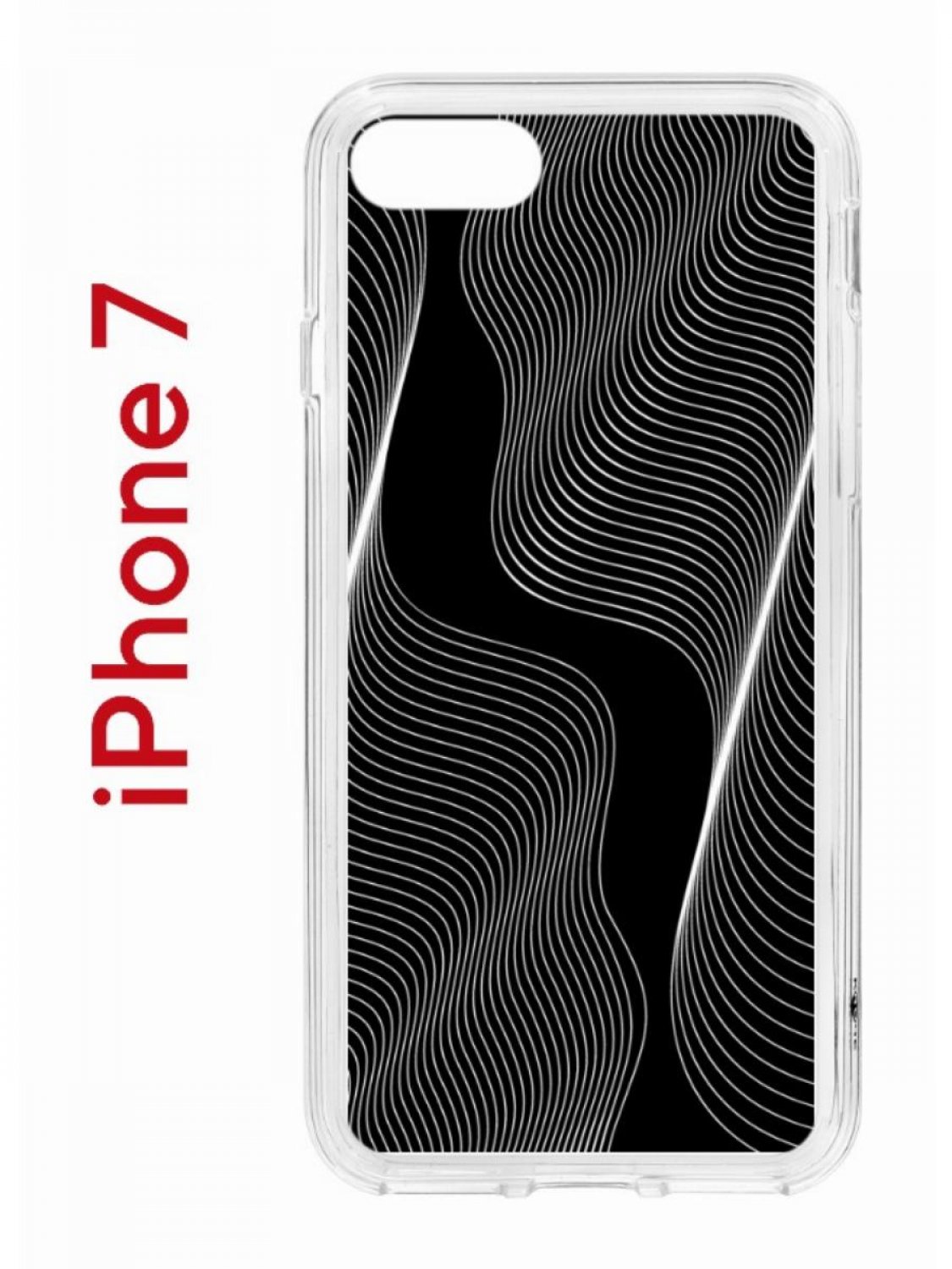 фото Чехол на iphone 7,8,se 2020 2022 kruche print line black, бампер с защитой камеры кruче