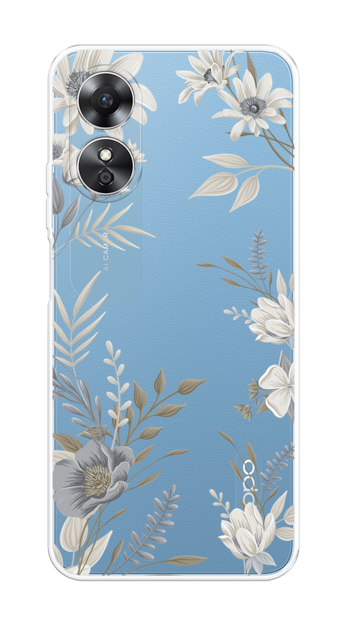 

Чехол на Oppo A17 "Цветы сепия", Серый;прозрачный;зеленый;белый, 2512050-1