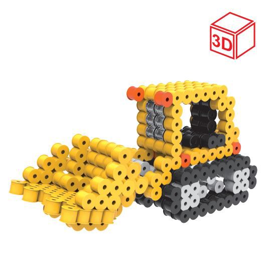 Термомозаика для детей, набор Hobbius TLS-02 №11 Бульдозер 3D