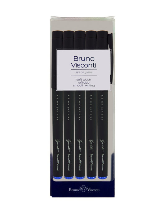 фото Набор из 5-ти ручек bruno visconti, гелевые, 0.5 мм, синие, égoïste. black, арт. 20-0128-5 brunovisconti