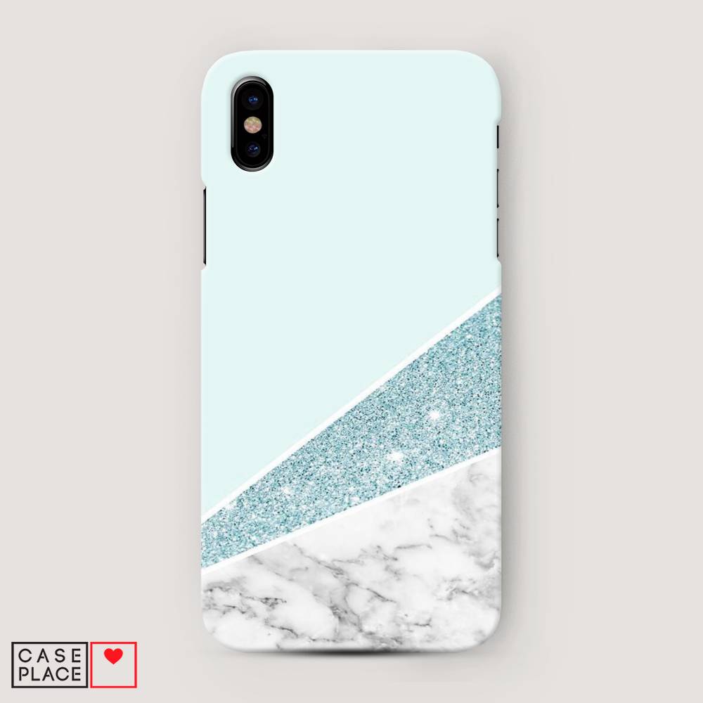 

Пластиковый чехол "Мрамор с голубыми блестками" на Apple iPhone XS Max (10S Max), 11920-2