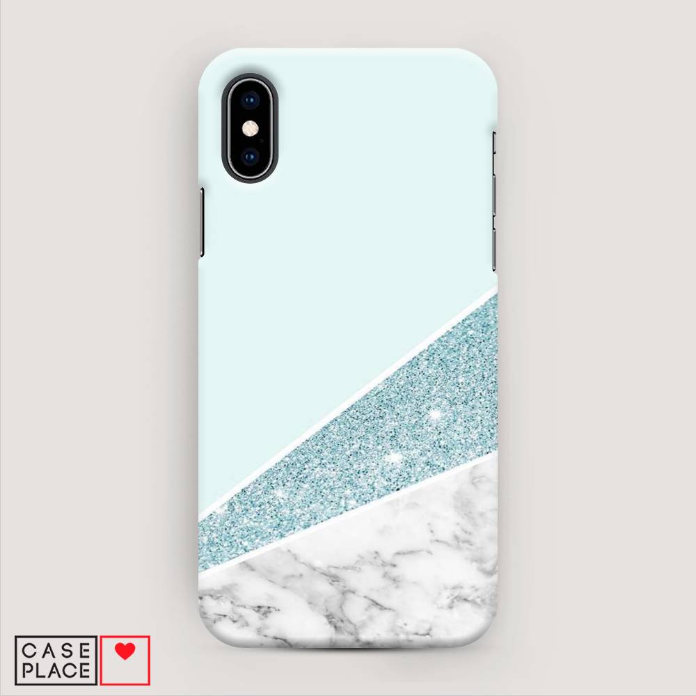 

Пластиковый чехол "Мрамор с голубыми блестками" на Apple iPhone XS (10S), 11820-2
