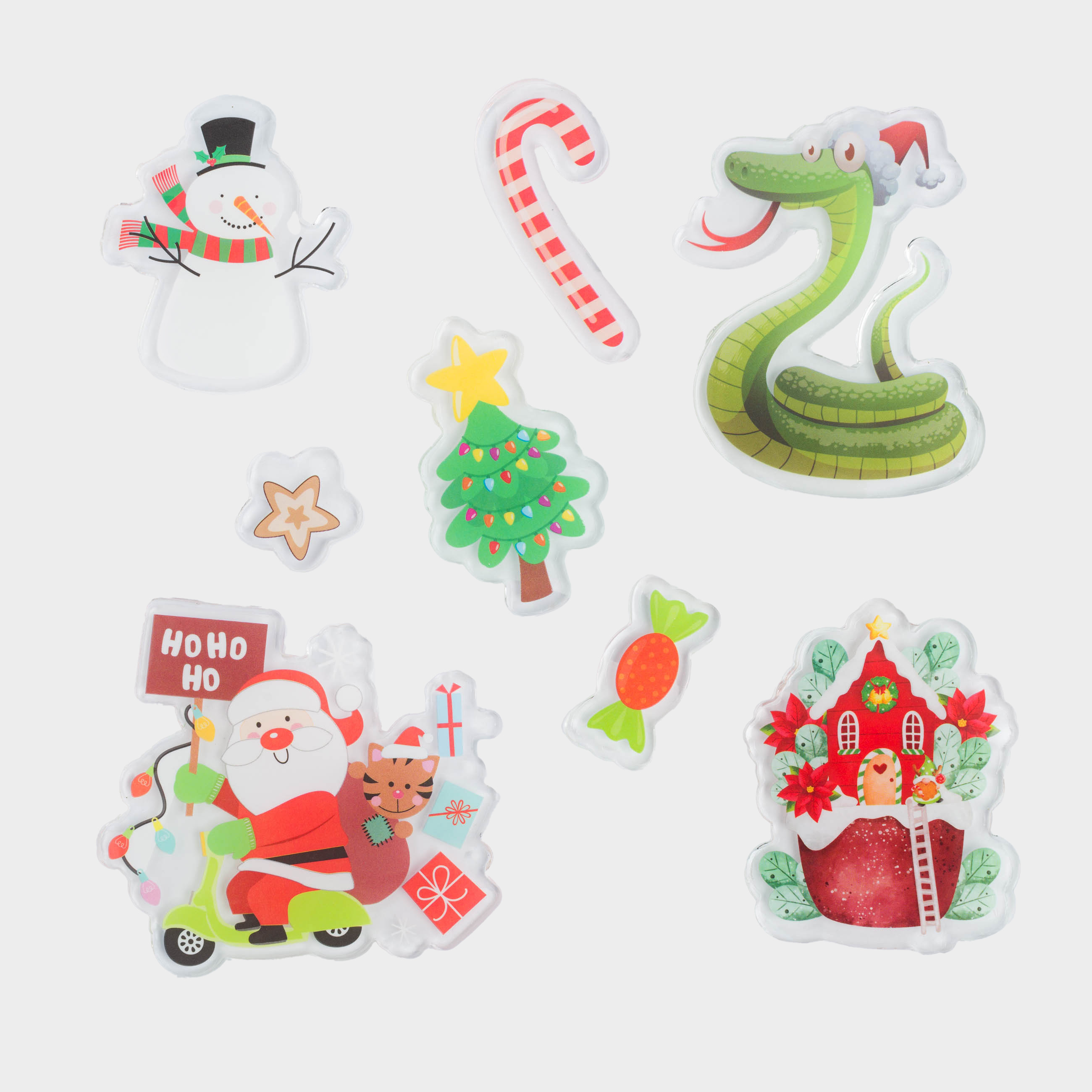 Набор наклеек 19х19 см многоразовые термопластик Атрибуты праздника Christmas decal 349₽