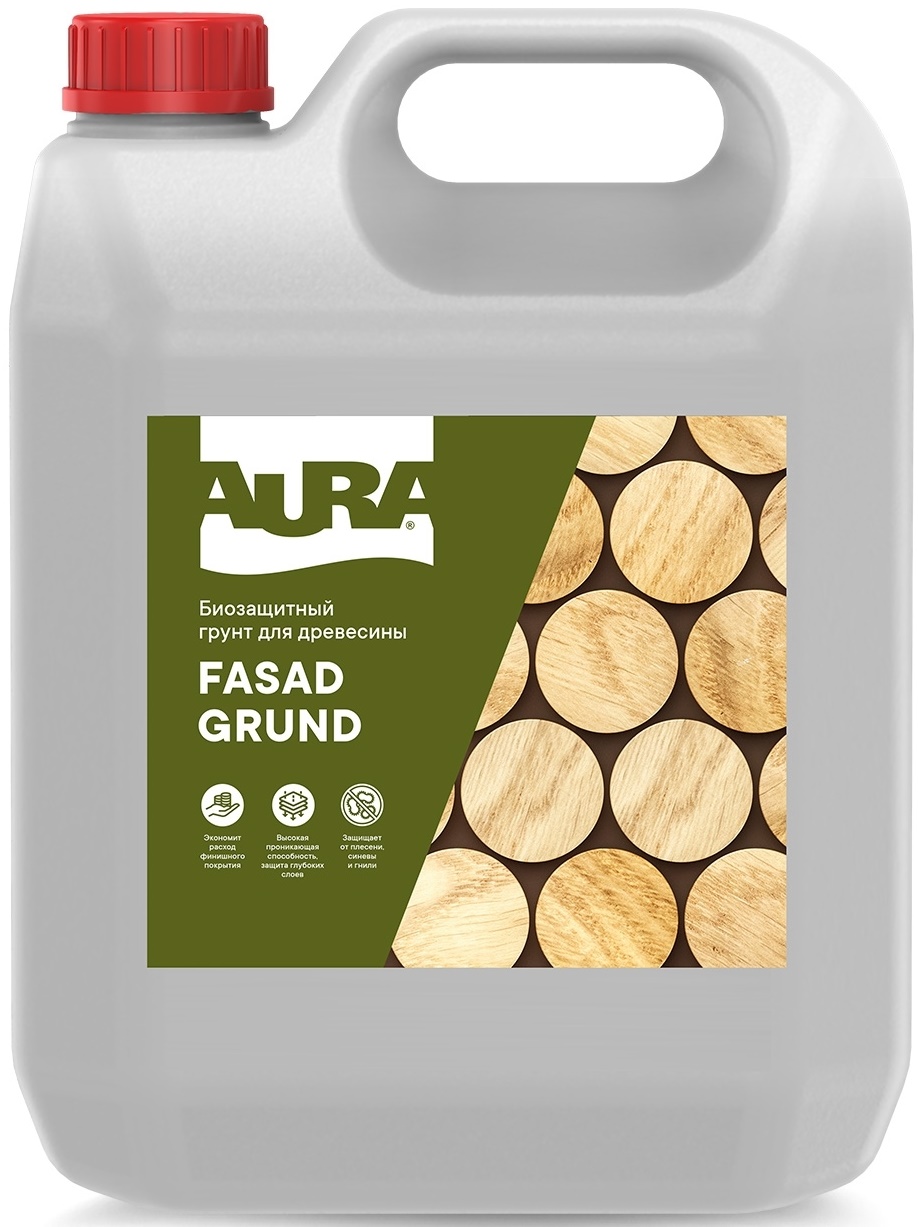 

Грунтовка AURA Fasad Grund 3 л для древесины, Синий