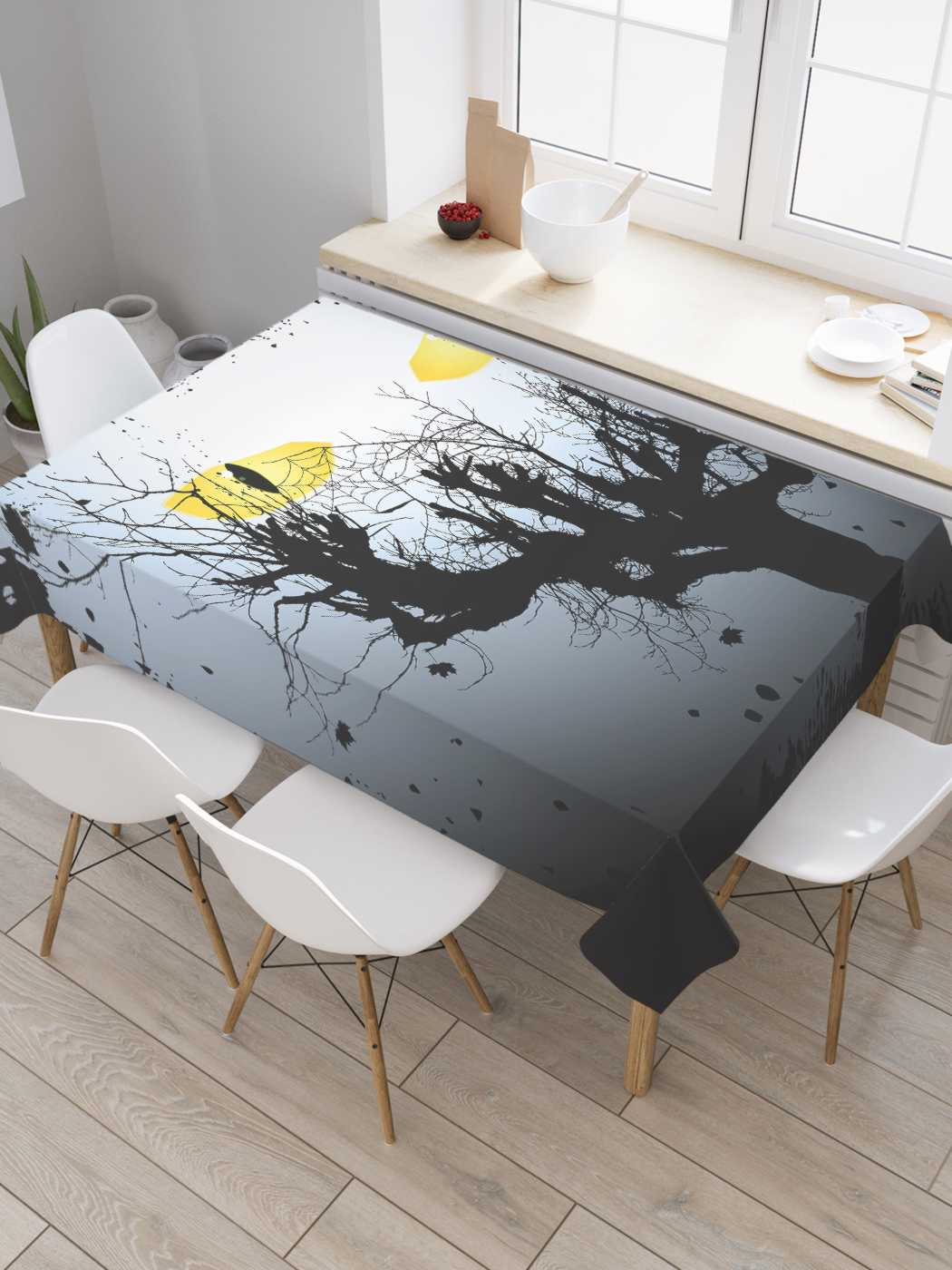 

Скатерть прямоугольная JoyArty "Кошачьи глаза" из оксфорда, 180x145 см, Серый, Кошачьи глаза