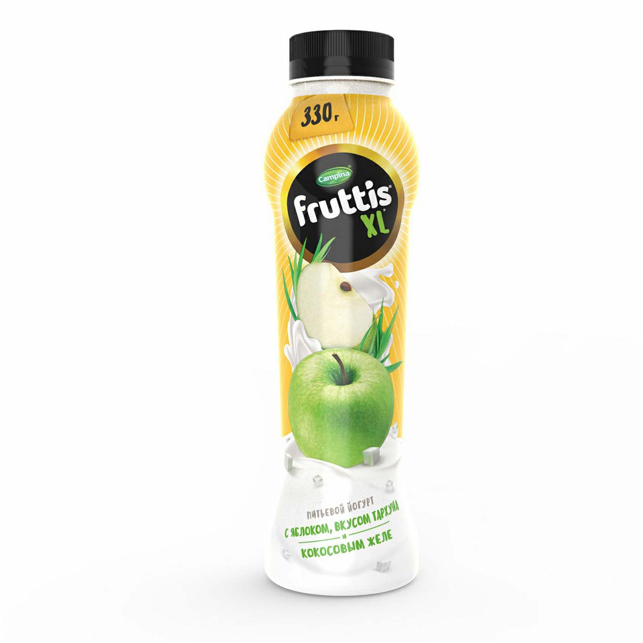 

Питьевой йогурт Fruttis XL с яблоком вкусом тархуна и кокосовым желе 2% 330 г
