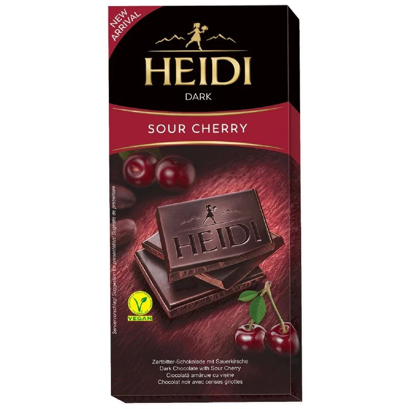 Шоколад Heidi Dark Sour Cherry темный с кусочками кислой вишни 80 г 220₽