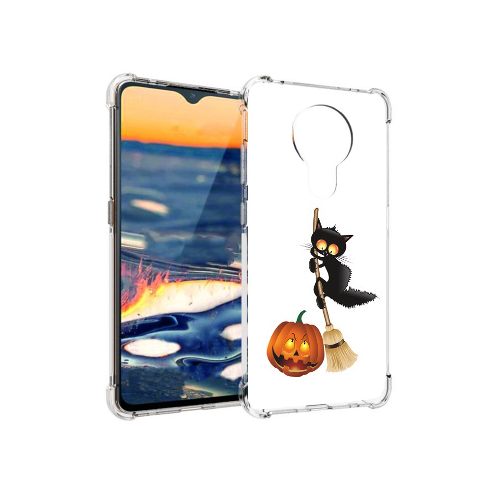 

Чехол MyPads Tocco для Nokia 5.3 хэлуинский котик (PT227052.106.667), Прозрачный, Tocco
