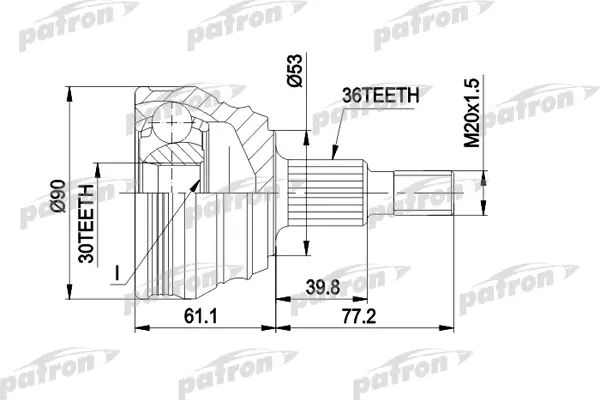 

ШРУС наружн к-кт 36x53.2x30 SKODA: OCTAVIA PATRON PCV1189