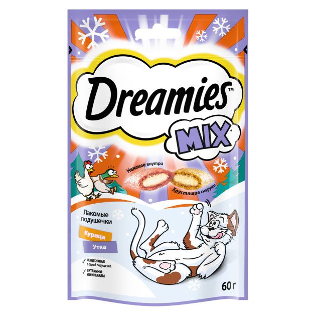 фото Лакомство для кошек dreamies mix курица, утка 60г