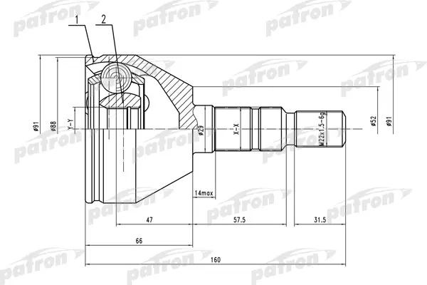 

ШРУС наружн к-кт 33x53x24 OPEL: Astra H 04- PATRON PCV1505