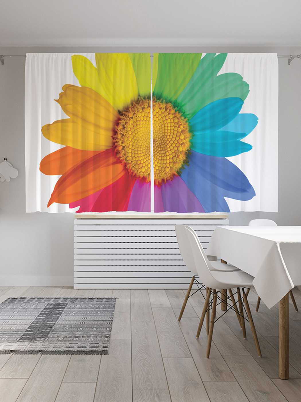 

Шторы JoyArty c фотопечатью "Радужный цветок" из сатена, 290х180 см, Радужный цветок