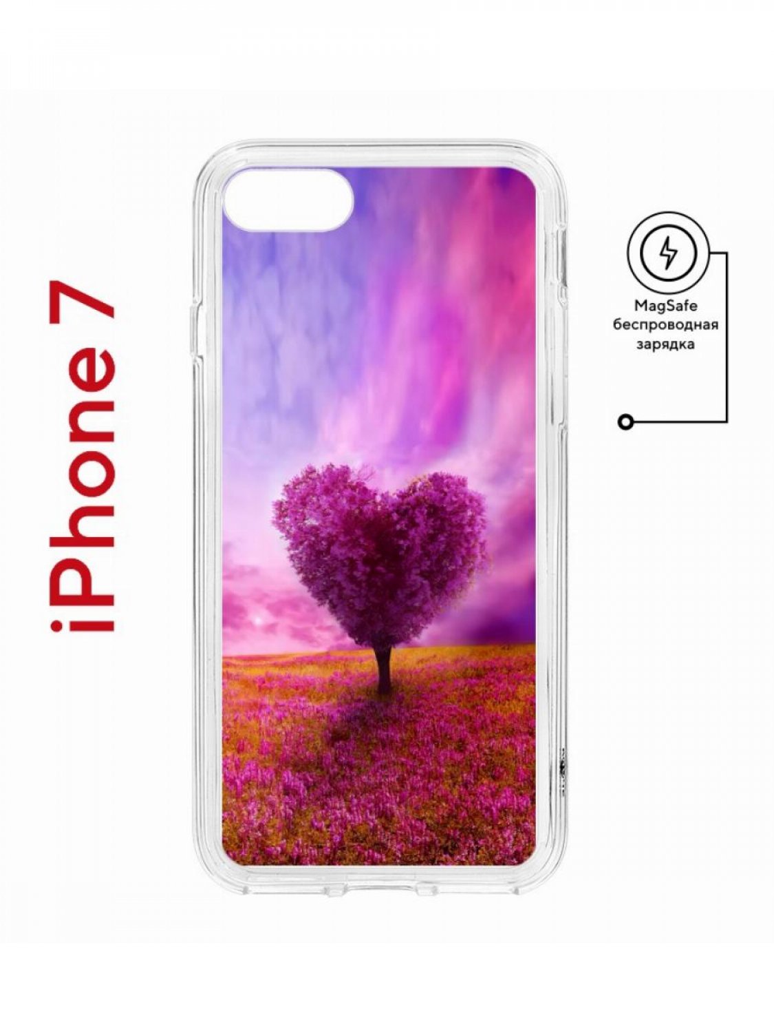 фото Чехол на iphone 7, 8, se 2020 2022 magsafe kruche print pink heart с магнитом кruче