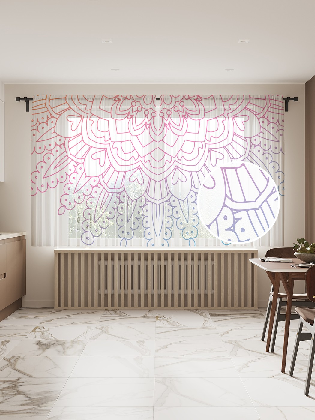 

Фототюль JoyArty "Ажур мандалы", 145x180 см (2 полотна со шторной лентой + 50 крючков), Ажур мандалы