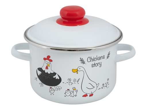 

Кастрюля эмалированая Chickens stories ТМ FOOD ATELIES 1RD161М 2,0л, Белый