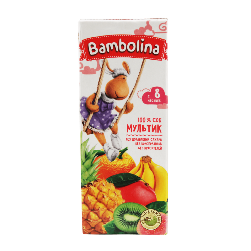 Сок Bambolina Мультифрукт 0,2 л детское молочко для загара bambolina солнцезащитное 0 spf 50 150мл