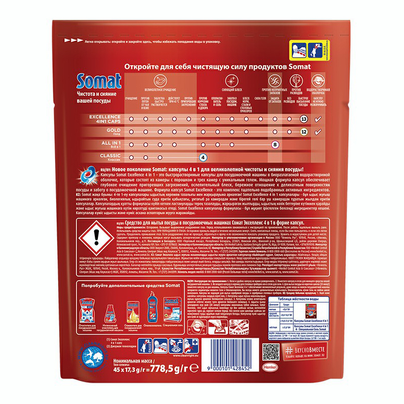 фото Таблетки somat all in 1 extra для посудомоечной машины 45 шт