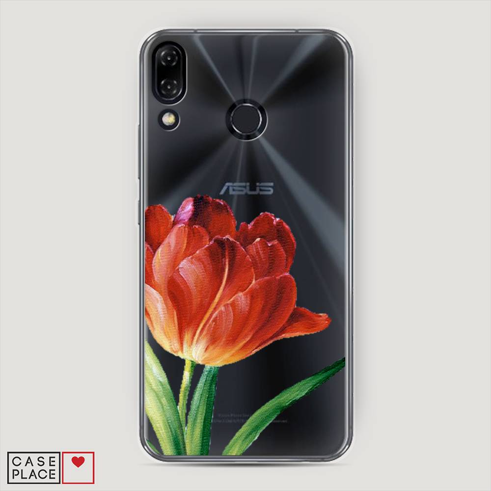 фото Чехол awog "красный тюльпан" для asus zenfone 5z zs620kl