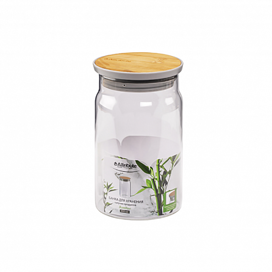 Банка для хранения сыпучих продуктов Attribute Jar Bamboo, стекло, 800 мл