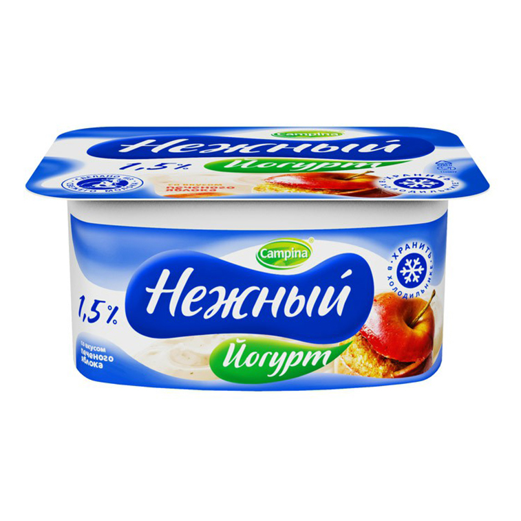 

Йогурт Нежный печеное яблоко 1,5% бзмж 100 г