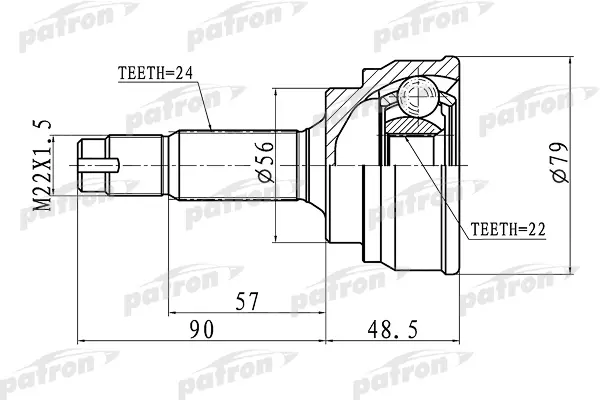 ШРУС наружный 24x56x22 TOYOTA YARIS NCP10/SCP10 99-05 PATRON PCV1307