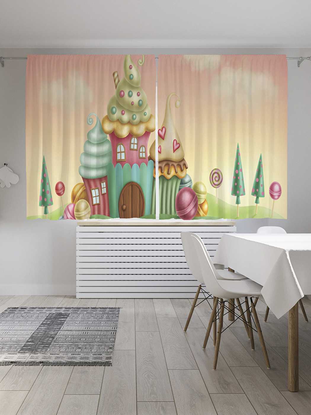 

Шторы JoyArty c фотопечатью "Сладкое поместье" из сатена, 290х180 см, Сладкое поместье