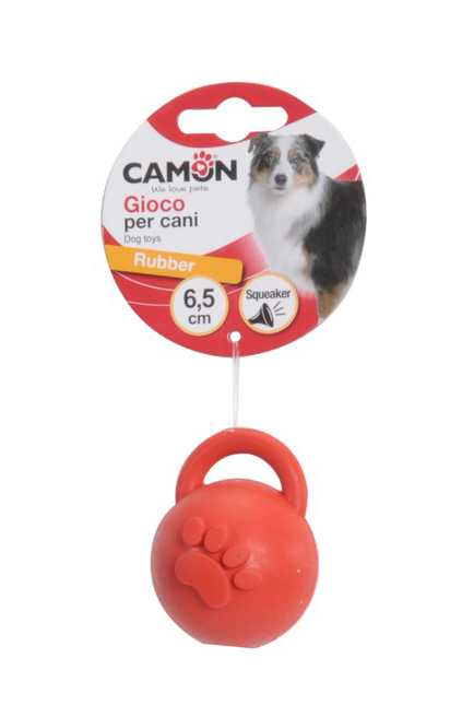 

Игрушка для собак Camon мяч с ручкой в форме гири с пищалкой, d 6,5 см, Мяч