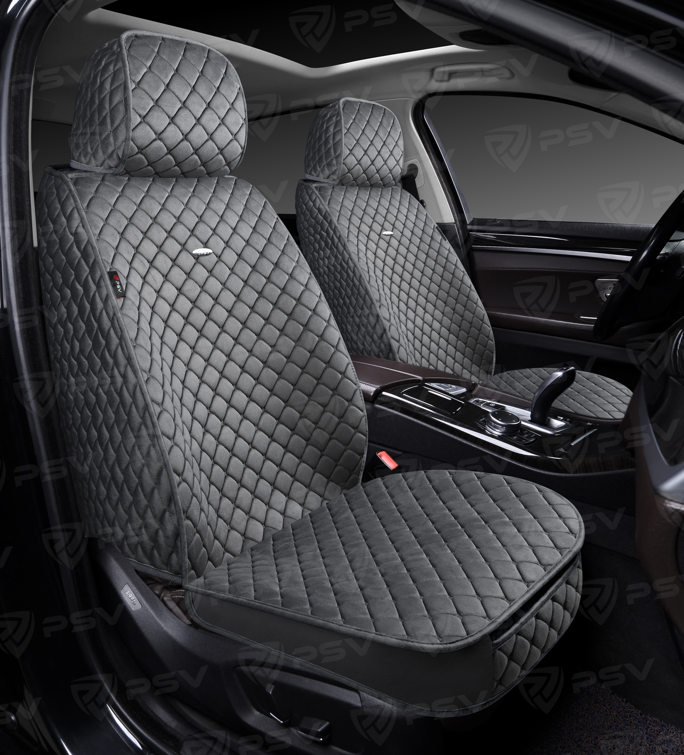 

Чехлы-накидки на сиденья PSV Velur на передние сиденья (Серый/Отстрочка Серая), велюр, Velur