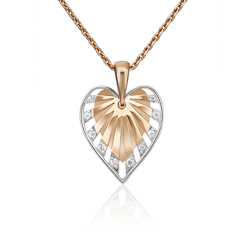 Кулон из красного золота PLATINA jewelry 03-3027-00-401-1110-48, фианит