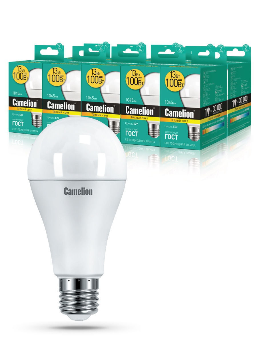 Набор из 10 светодиодных лампочек Camelion LED 13W 3000K E27 10-12045 LED/C/A60/13W/10