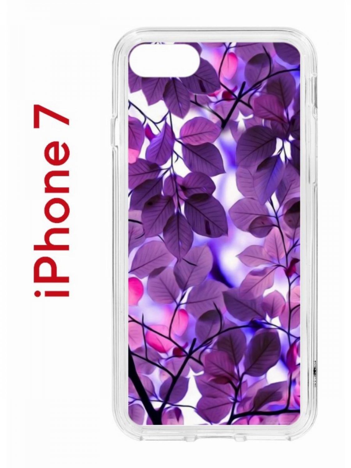 Чехол на iPhone 7,8,SE 2020 2022 Kruche Print Purple leaves, бампер с защитой камеры