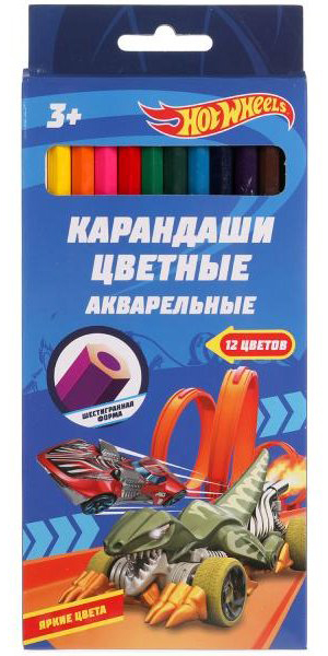 

Карандаши цветные Умка Хот Вилс акварельные 12 цветов, Разноцветные