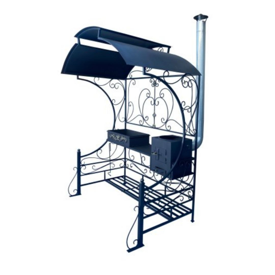 Мангал для дачи с крышей Kovmangal Dolina 220х150х105 см