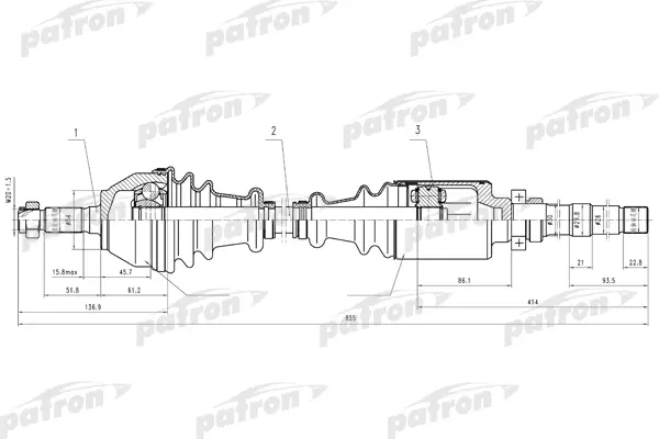 

Полуось прав CITROEN: ZX/Xsara 1.1/1.4/1.4D/1.5D MT 91-97 PATRON PDS0011