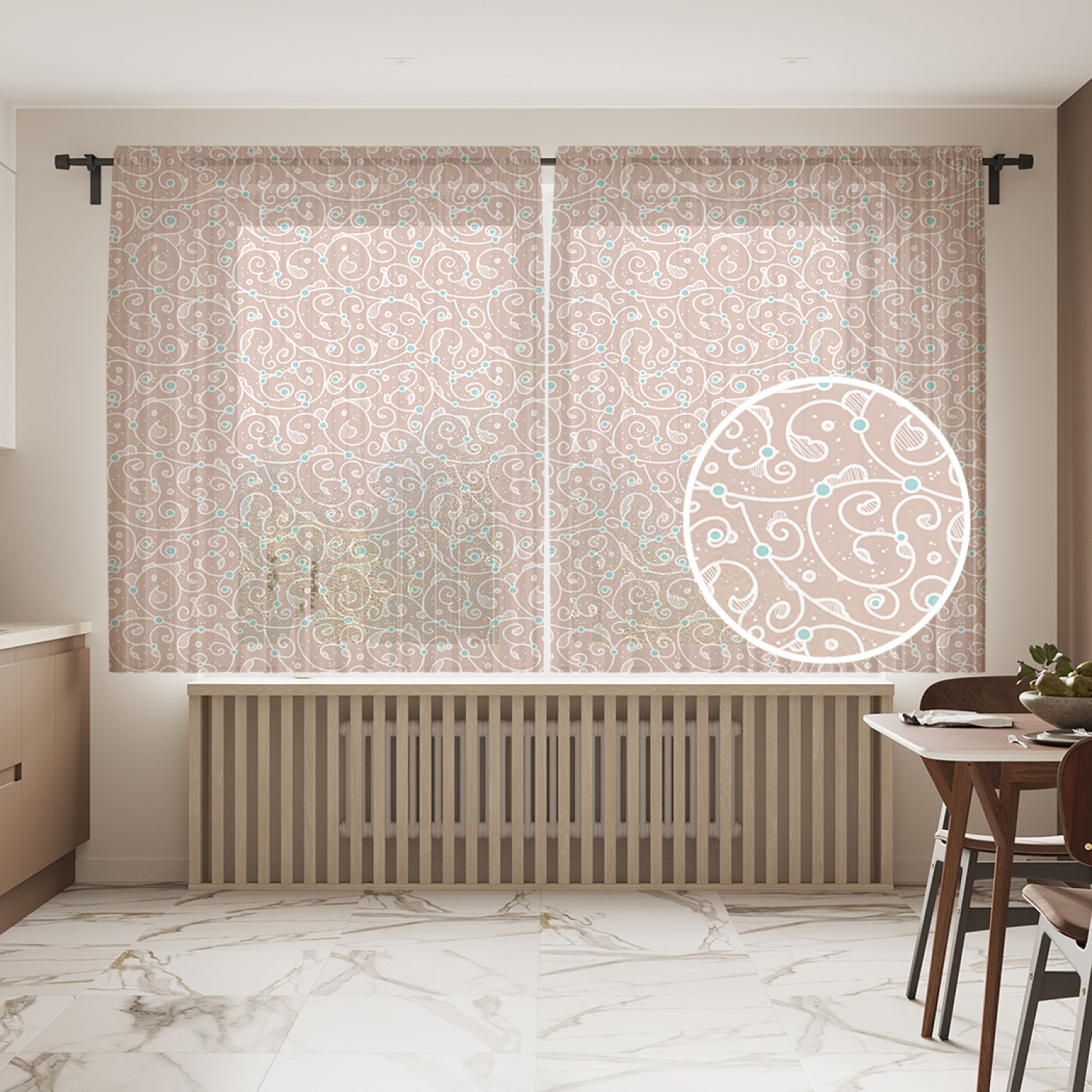 

Фототюль JoyArty "Вензеля с лепестками" 145x180см, 2 полотна, лента, 50 крючков, Вензеля с лепестками