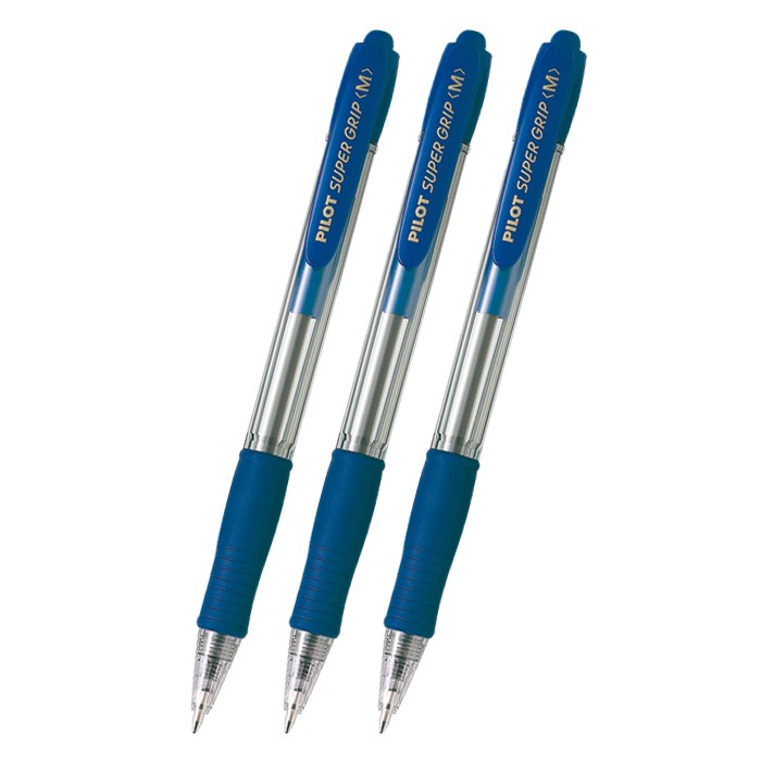 

Набор ручек шариковых Pilot Super Grip BPGP-10R-M-L-SET, синие, 1 мм, 3 шт.