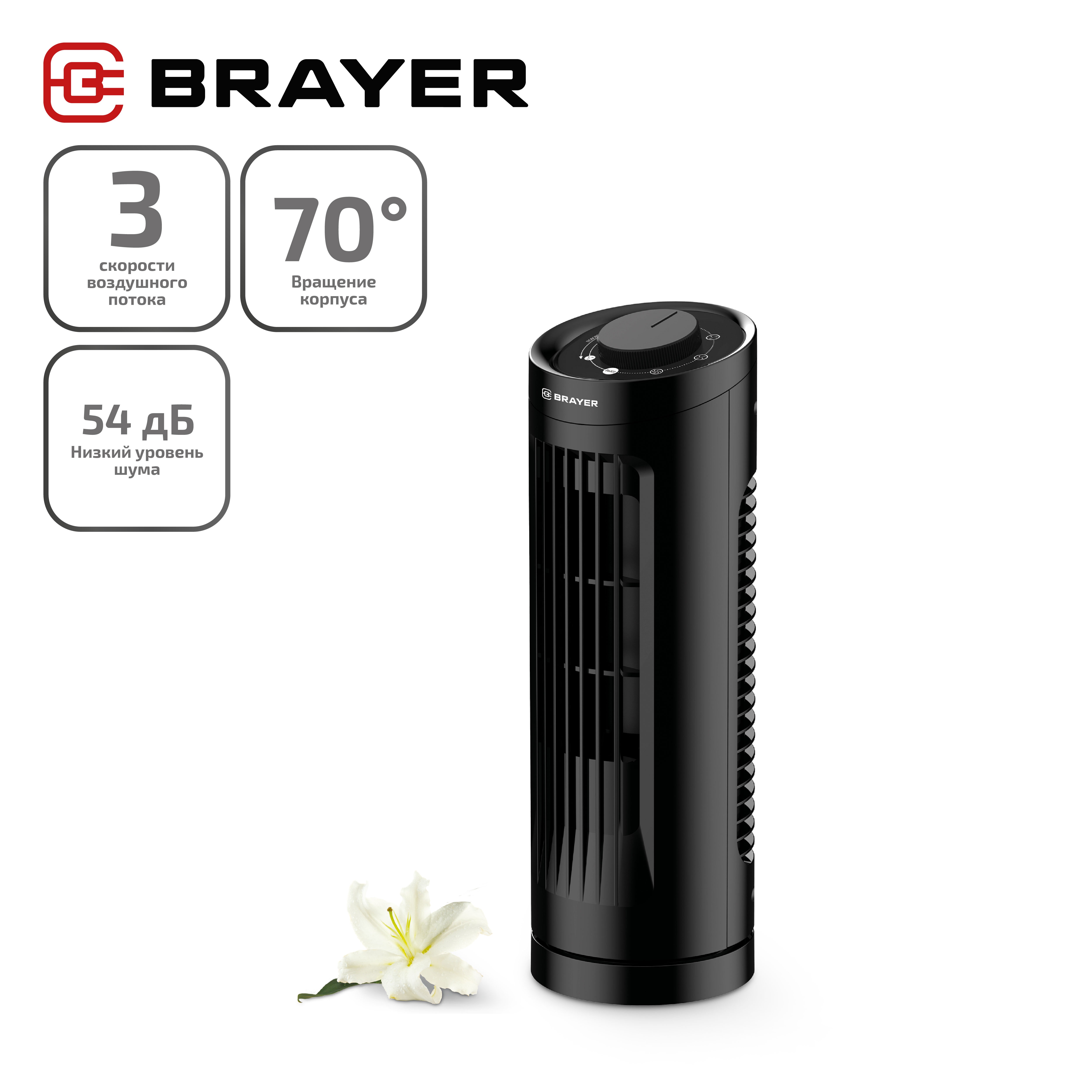 

Вентилятор колонный, настольный Brayer BR4980 черный, BR4980